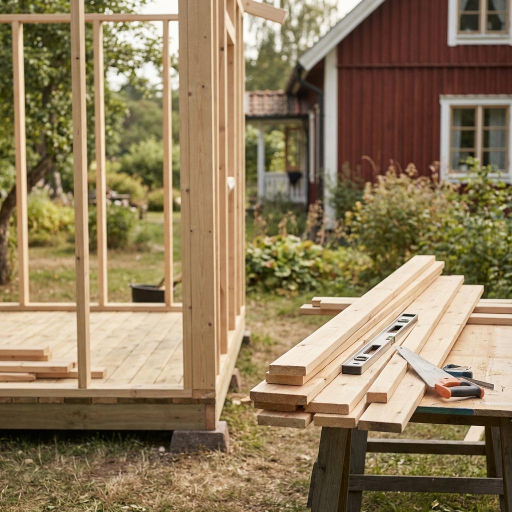 En person som använder en stor kärnborr för att borra ett hål i en betonggrund till ett förråd.
